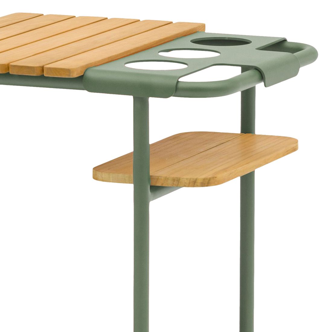 Serveringsvogn ute Somerset aluminium/teak 90x51 cm - Zebra montert i hage