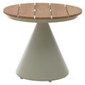 Sidebord ute 7015 Ø50 cm aluminium/teak forfra