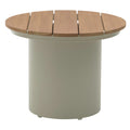Sidebord ute 7015 aluminium/teak Ø50 cm forfra