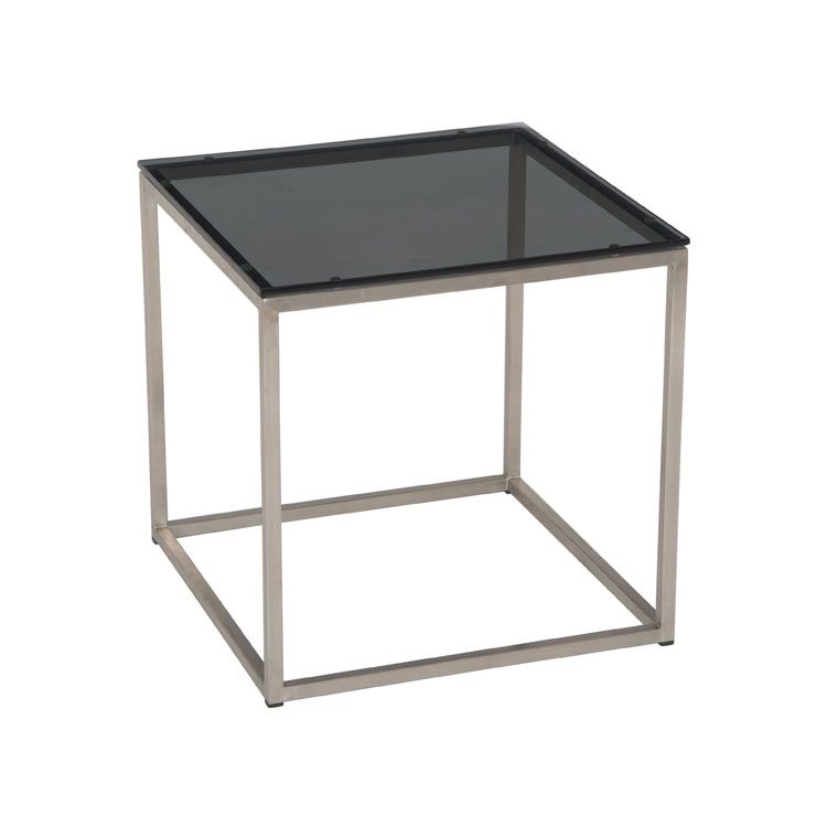Sidebord ute 45x45 cm rustfritt stål/glass - Stern forfra