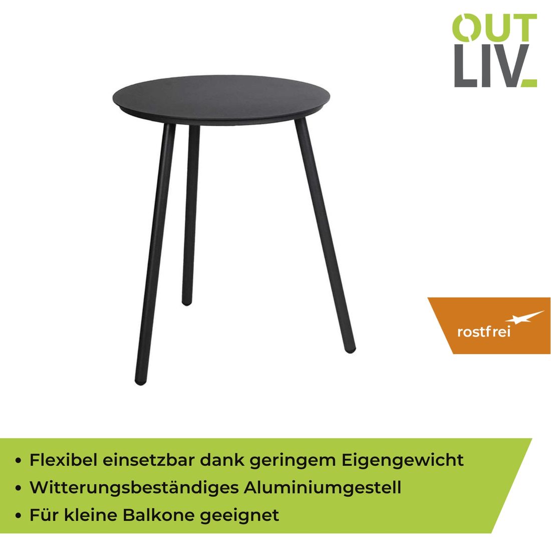 Sidebord ute aluminium Ø45 cm antrasitt - OUTLIV nærbilde av bordplate