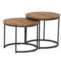 Sidebord ute Baros 2-er sett aluminium/teak Ø50 cm forfra