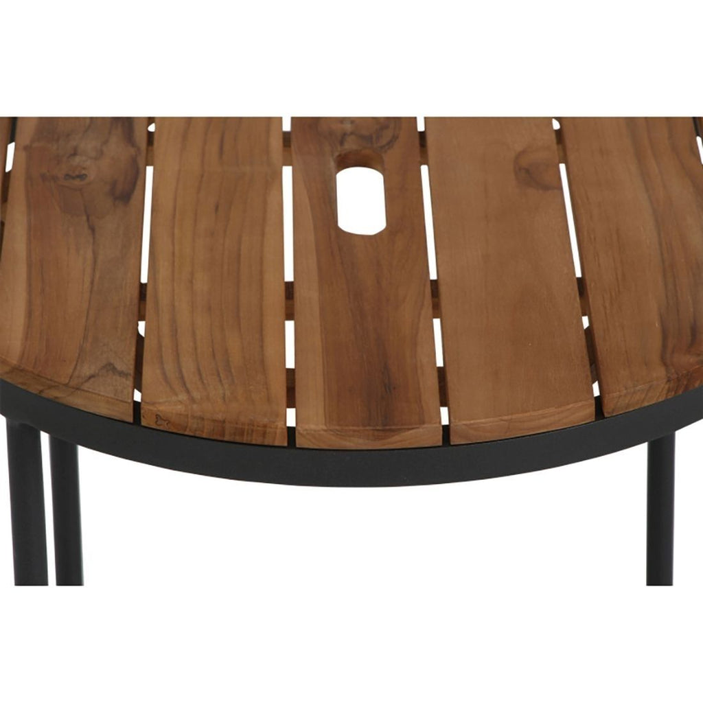 Sidebord ute Baros 2-er sett aluminium/teak Ø50 cm montert på balkong