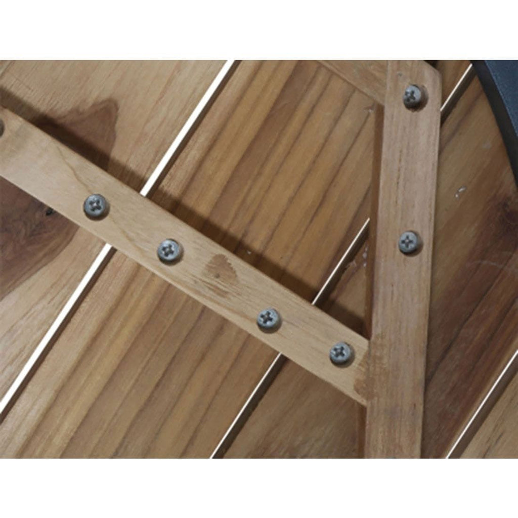 Sidebord ute Baros 2-er sett aluminium/teak Ø50 cm utsikt fra siden