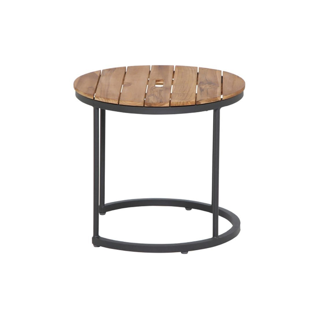 Sidebord ute Baros 2-er sett aluminium/teak Ø50 cm benstruktur