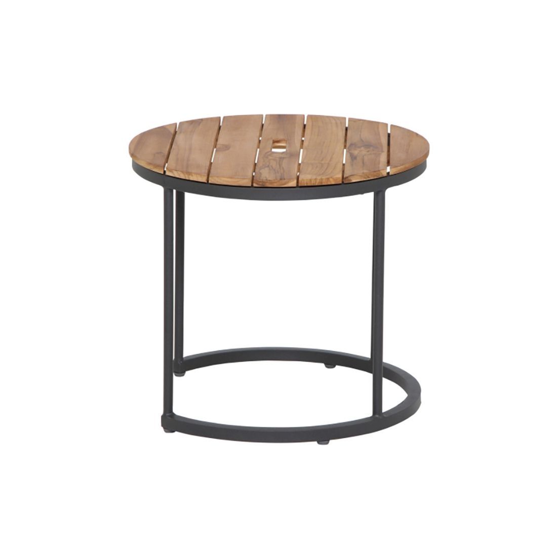 Sidebord ute Baros 2-er sett aluminium/teak Ø50 cm benstruktur