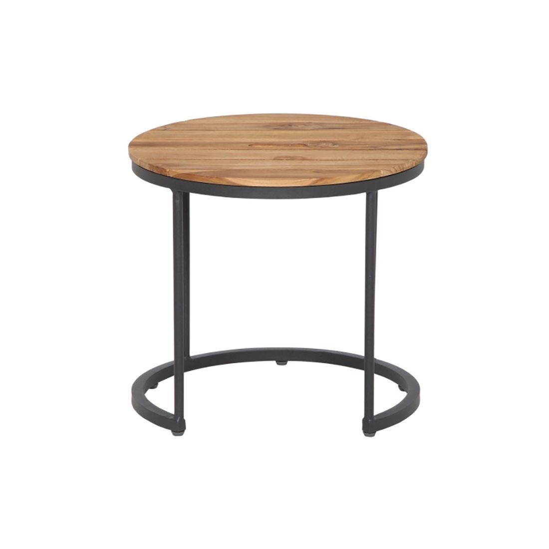 Sidebord ute Baros 2-er sett aluminium/teak Ø50 cm helhetsbilde
