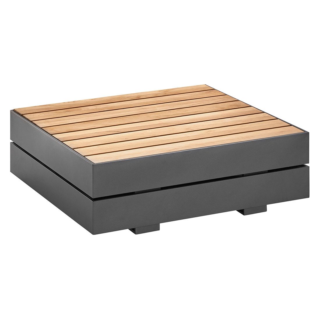 Sidebord ute Boxx aluminium/teak 90x90 cm forfra
