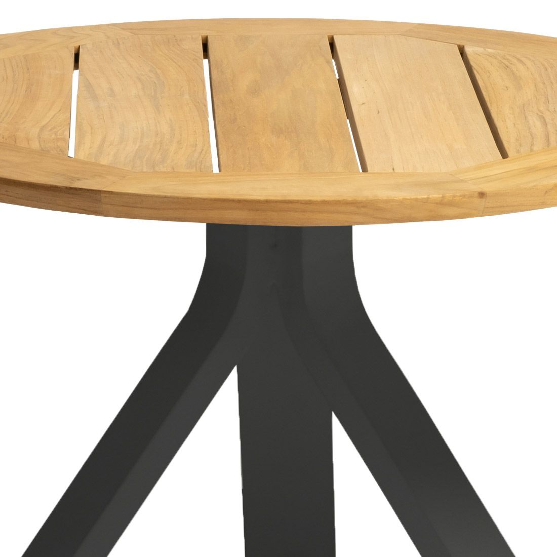 Sidebord ute Freddie aluminium/teak Ø55 cm detalj av teak plate