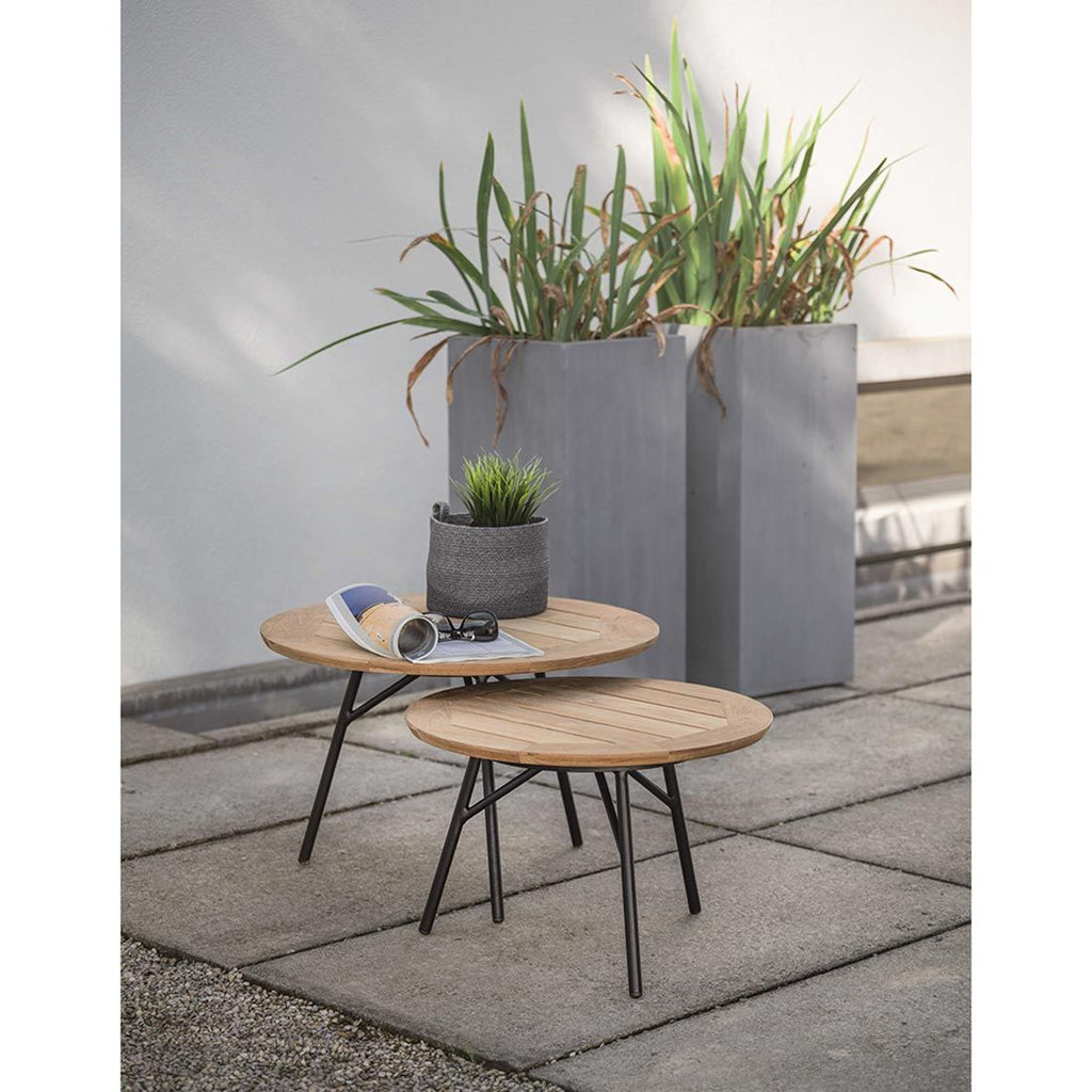 Sidebord ute Frida Ø55 cm aluminium/teak - Stern bakside