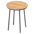 Sidebord ute Gentle aluminium/teak Ø40 cm forfra