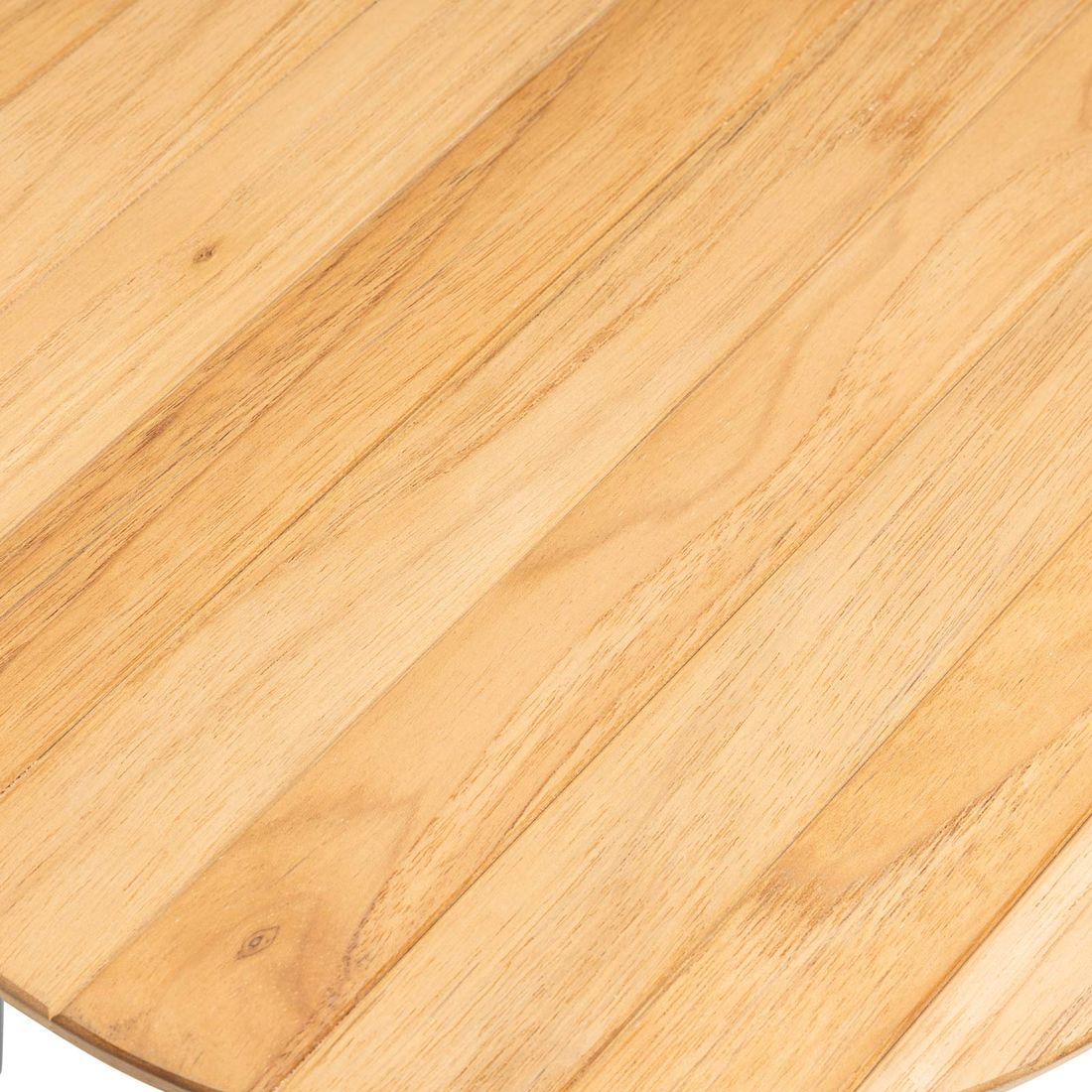 Sidebord ute Gentle aluminium/teak Ø40 cm montert i hage