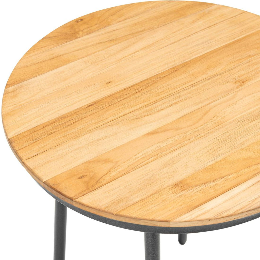 Sidebord ute Gentle aluminium/teak Ø40 cm nærbilde aluminiumramme