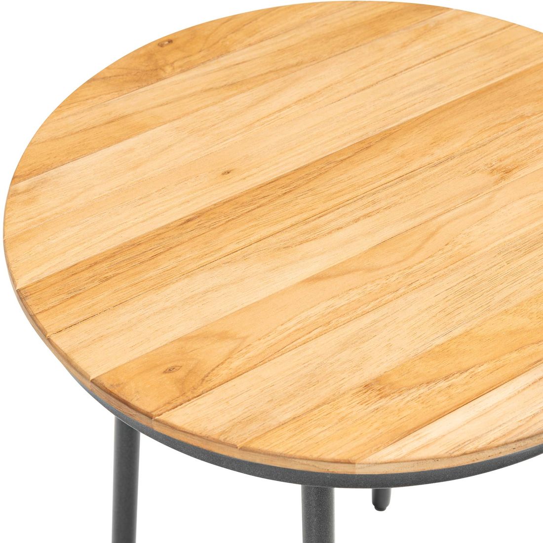 Sidebord ute Gentle aluminium/teak Ø40 cm nærbilde aluminiumramme