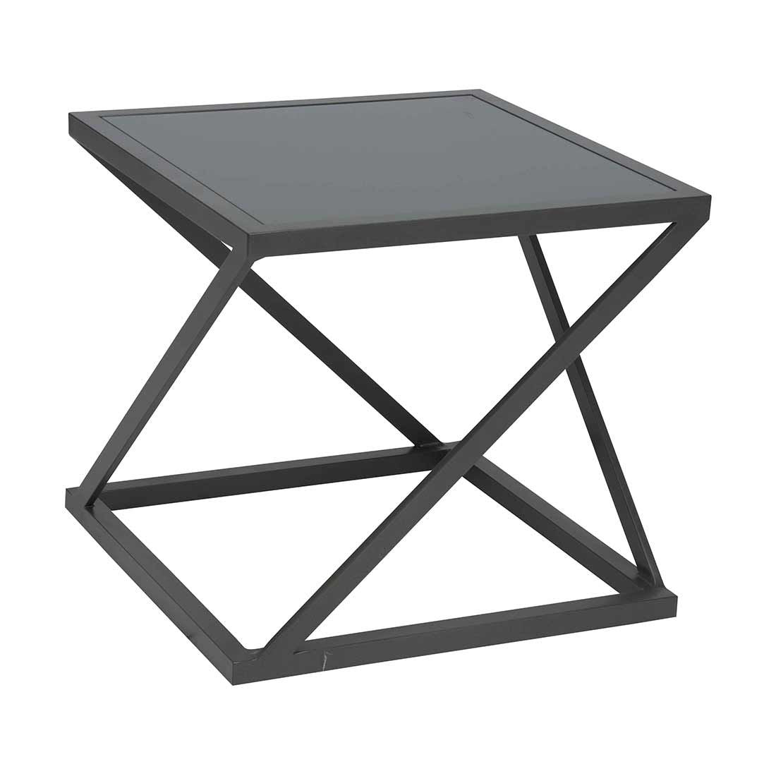Sidebord ute Jackie 50x50 cm aluminium/glass antrasitt forfra