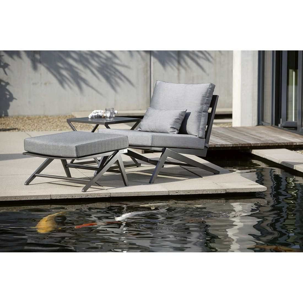 Sidebord ute Jackie 50x50 cm aluminium/glass antrasitt bakside