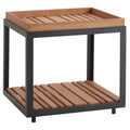 Sidebord ute Level 48x48 cm aluminium/teak forfra