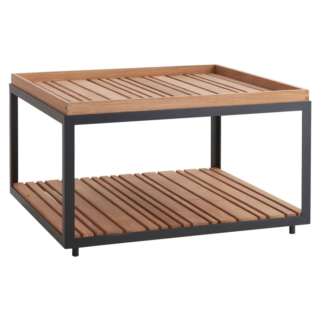 Sidebord ute Level aluminium/teak 79x79 cm forfra