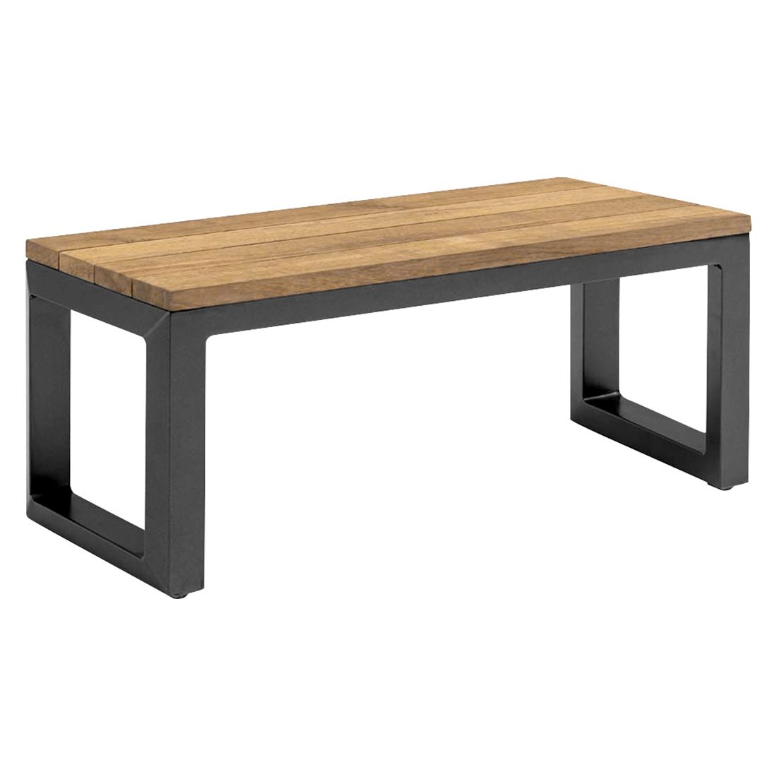 Detalj av teak bordplate på Sidebord ute Ocean Skid 70x30 cm