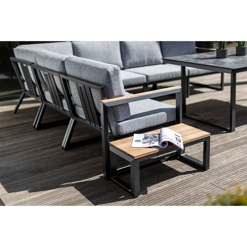 Sidebord ute Ocean Skid 70x30 cm aluminium teak med hagemøbler