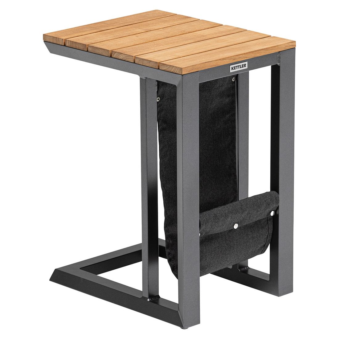 Sidebord ute Ocean Skid aluminium/teak 46x36 cm fra forsiden