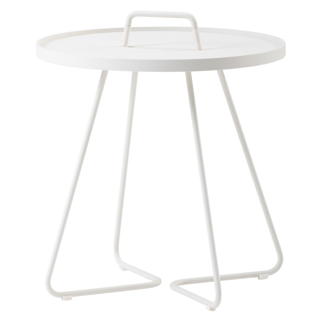 Sidebord ute On-the-move Ø44 cm aluminium hvit forfra