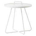 Sidebord ute On-the-move Ø44 cm aluminium hvit forfra
