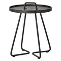 Sidebord ute On-the-move Ø37 cm aluminium svart fra Cane-line sett forfra