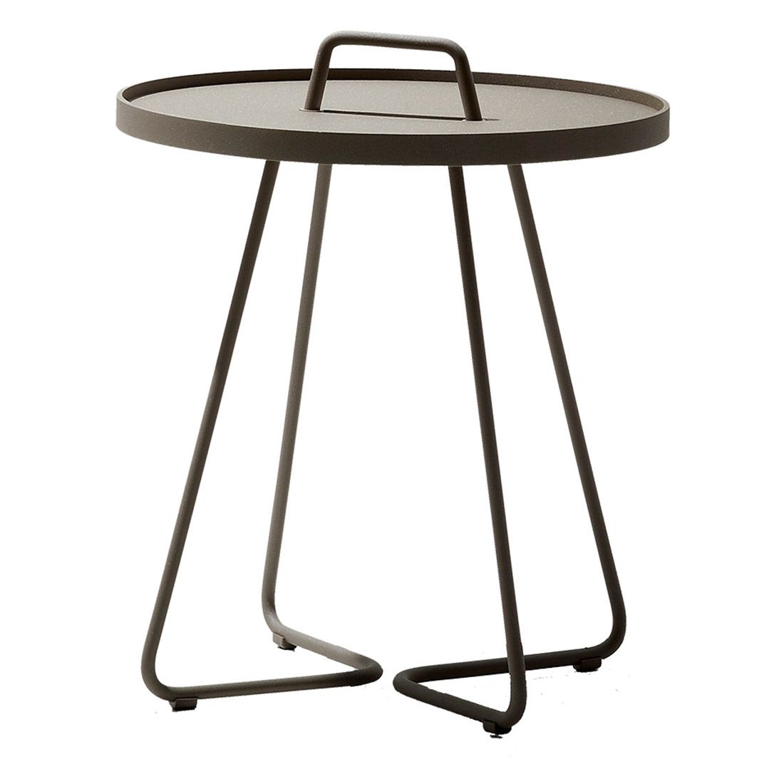 Sidebord ute On-the-move aluminium Ø44x54 cm taupe forfra