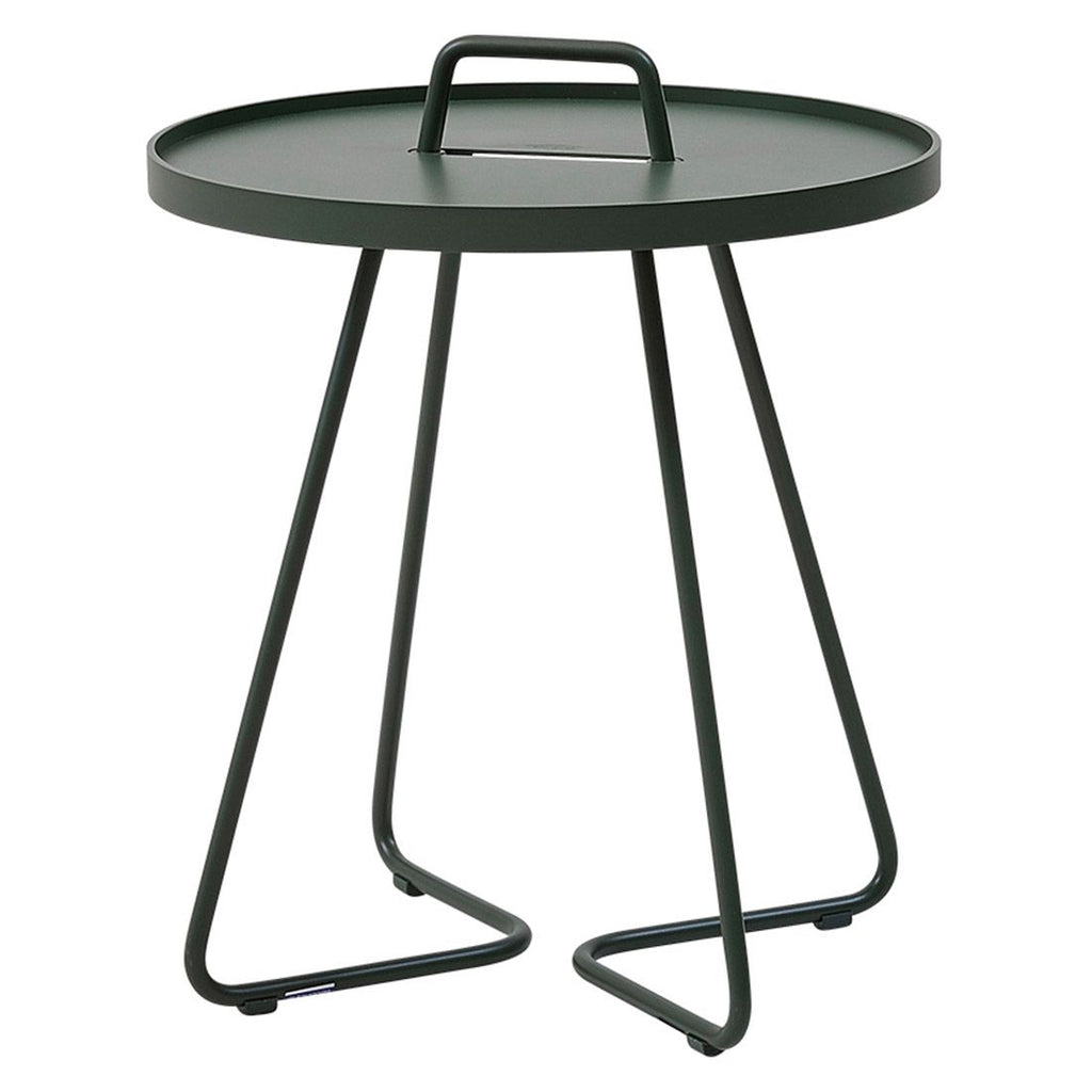 Sidebord ute On-the-move aluminium Ø44x54 cm mørkegrønn foran