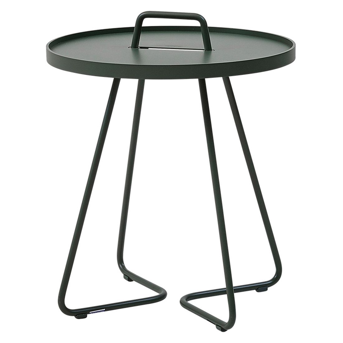 Sidebord ute On-the-move aluminium Ø44x54 cm mørkegrønn foran
