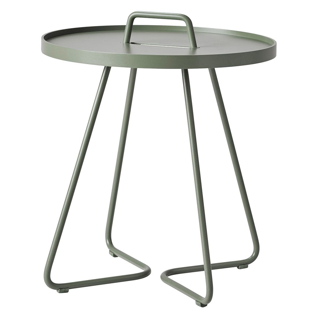 Sidebord ute On-the-move aluminium Ø44x54 cm støvgrønn fra Cane-line for utebruk