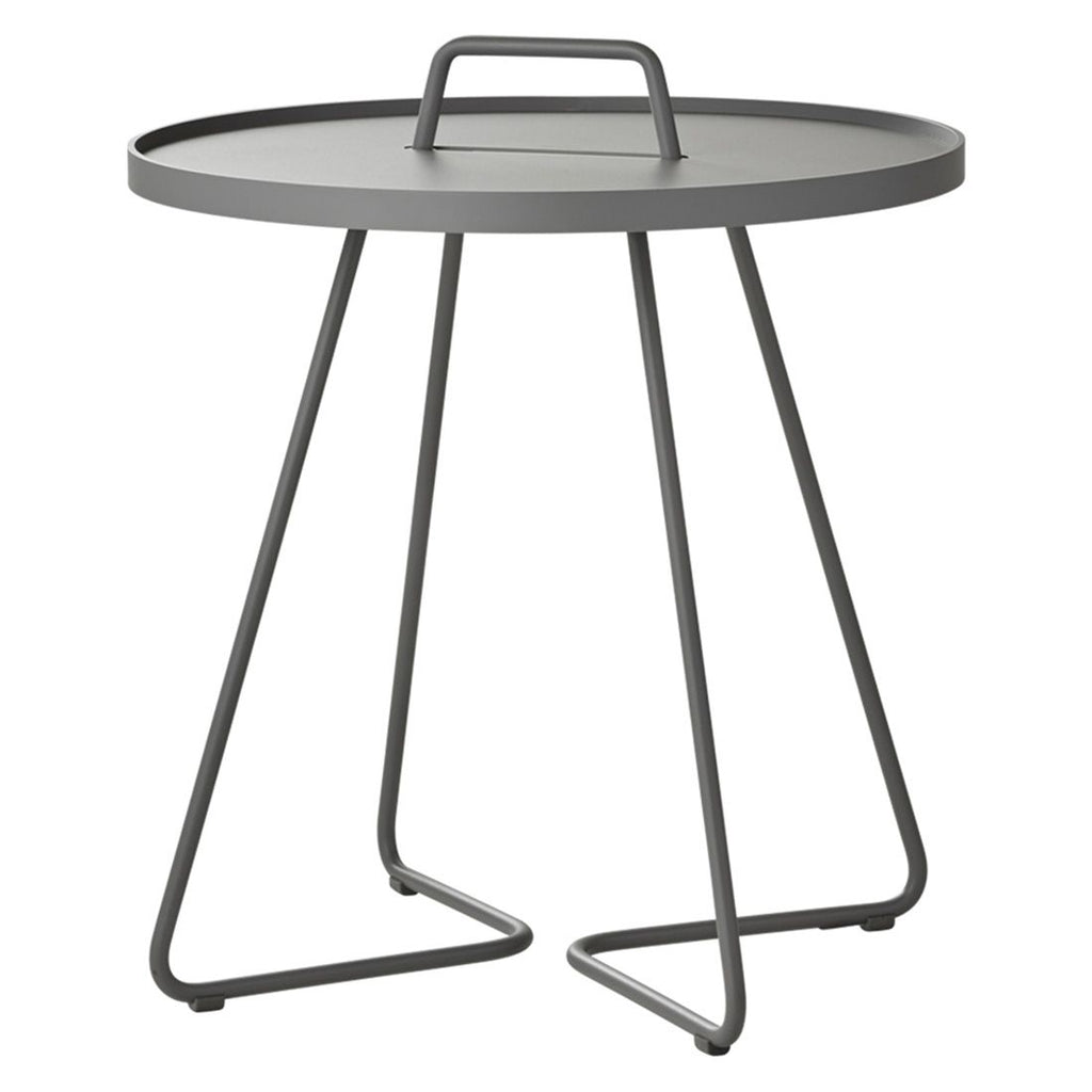 Sidebord ute On-the-move Ø52x60 cm aluminium lysgrå forfra