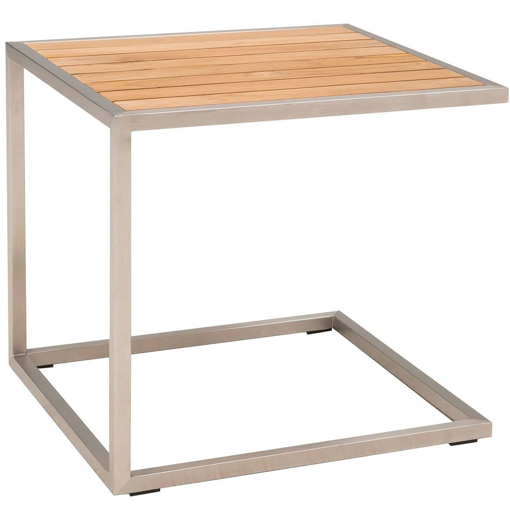 Sidebord ute Pasadena rustfritt stål/teak 45x50 cm - OUTLIV forfra