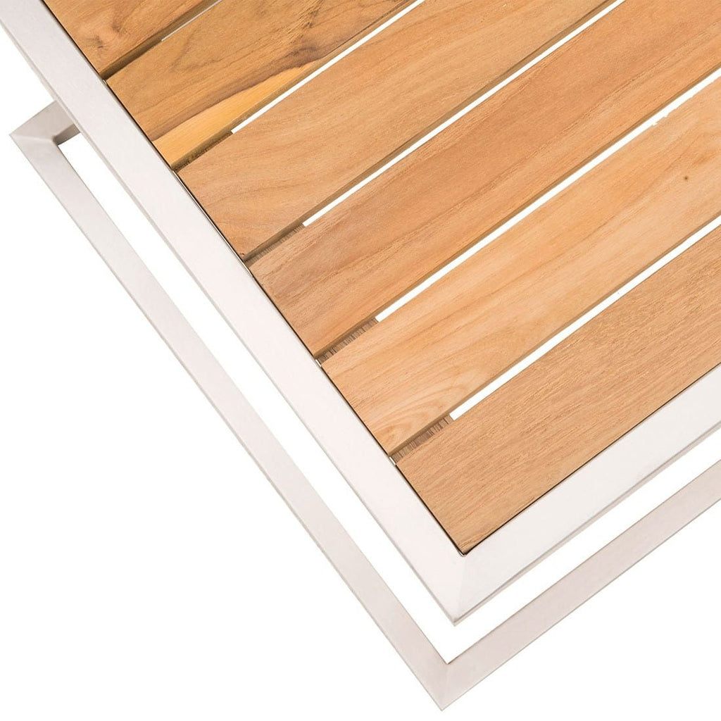 Sidebord ute Pasadena rustfritt stål/teak 45x50 cm - OUTLIV montert i hage