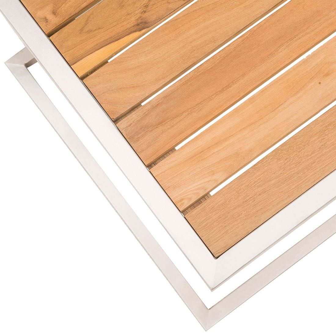 Sidebord ute Pasadena rustfritt stål/teak 45x50 cm - OUTLIV montert i hage