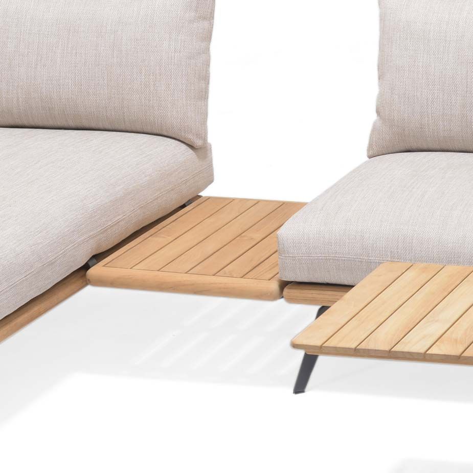 Sidebord ute Pearl 58x78 cm aluminium teak forfra