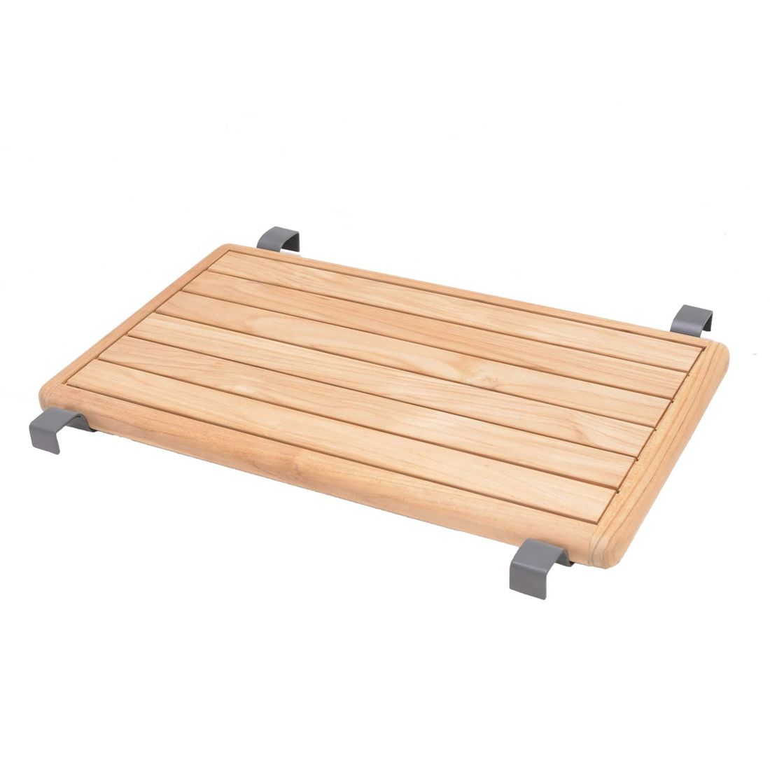 Sidebord ute Pearl 58x78 cm aluminium teak bakside