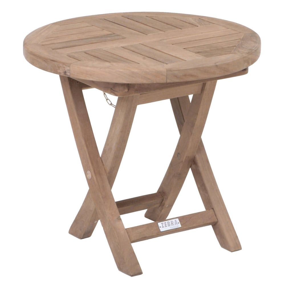 Sidebord ute Poker Ø50 cm teak sammenleggbar Zebra for utebruk