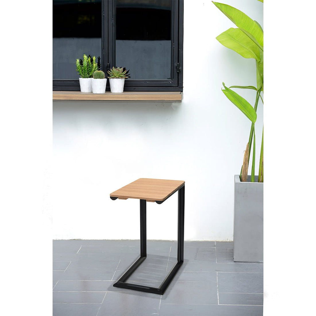 Sidebord ute Portals 47x30 cm aluminium/teak bakside