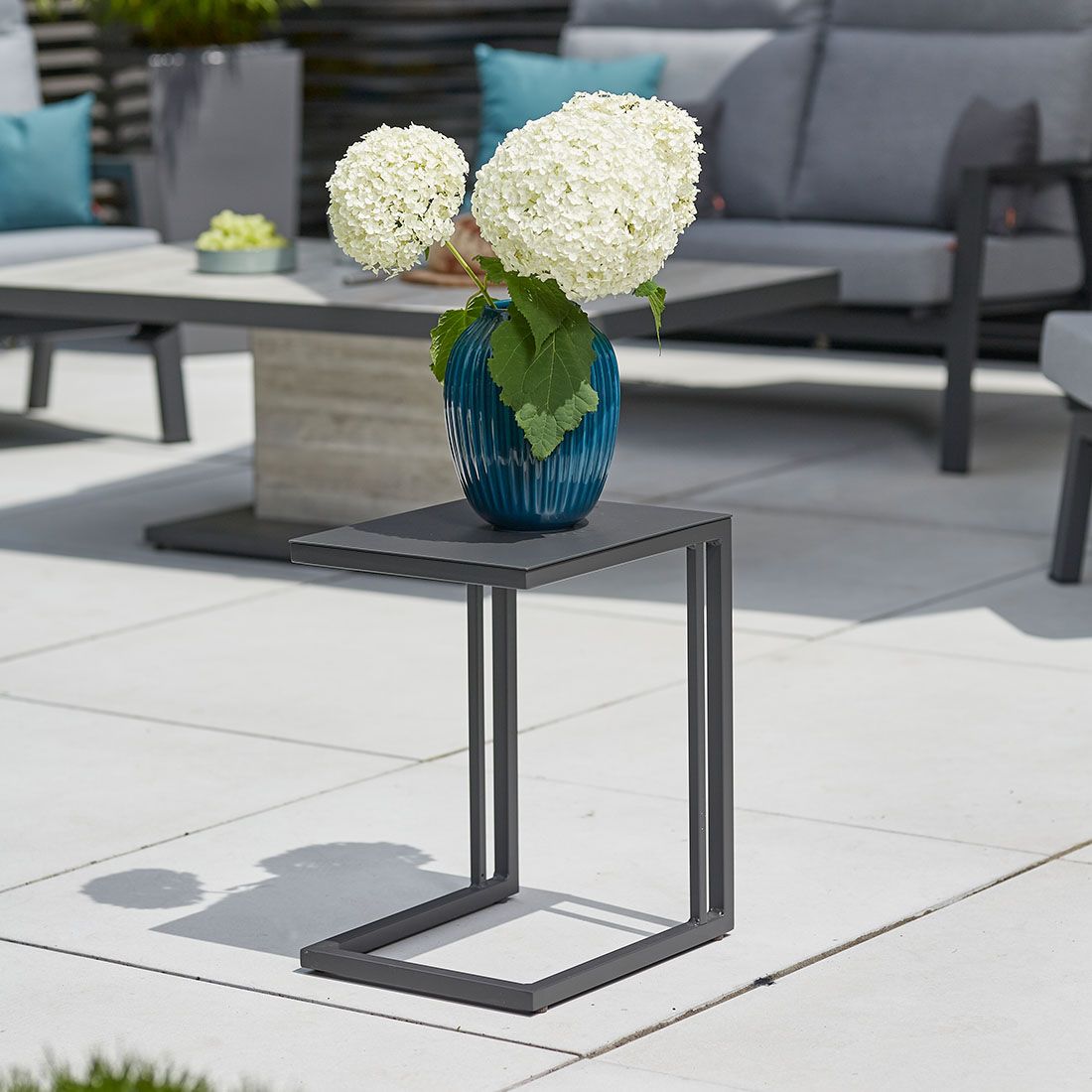 Sidebord ute Ramo aluminium 40x33,5 cm antrasitt bakside