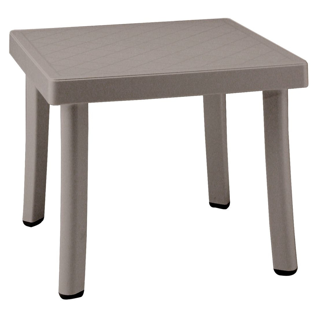 Sidebord ute Rodi 46x46 cm plast stabelbar taupe forfra