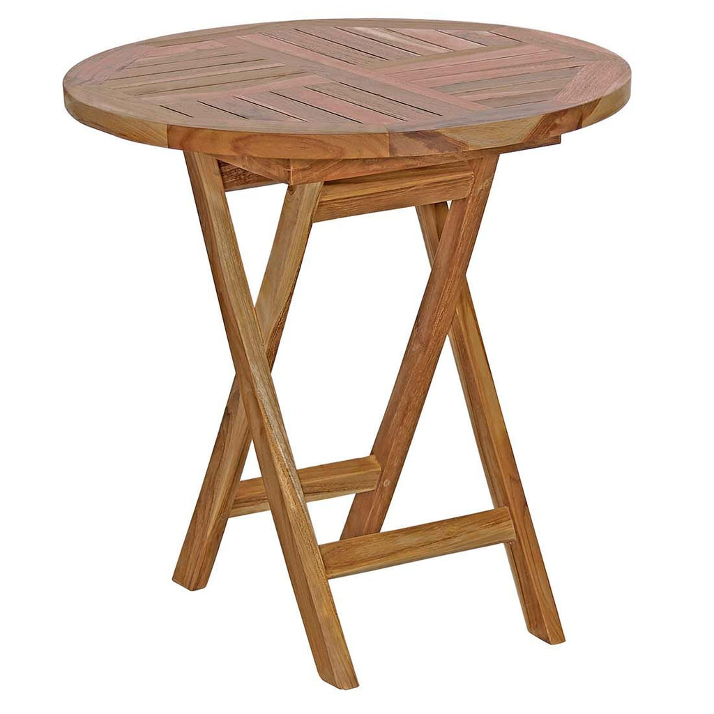 Sidebord ute rundt sammenleggbar teak Ø50 cm - OUTLIV forfra