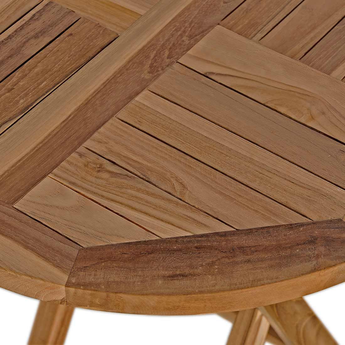 Sidebord ute rundt sammenleggbar teak Ø50 cm - OUTLIV montert i uteområde