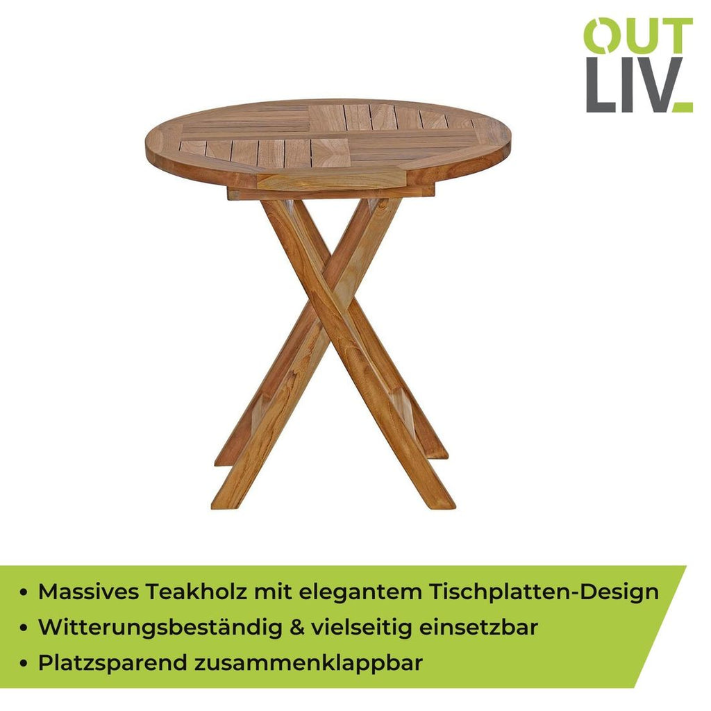 Sidebord ute rundt sammenleggbar teak Ø50 cm - OUTLIV nærbilde av sammenleggbar mekanisme