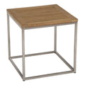 Sidebord ute Savona 45x45 cm rustfritt stål/teak forfra