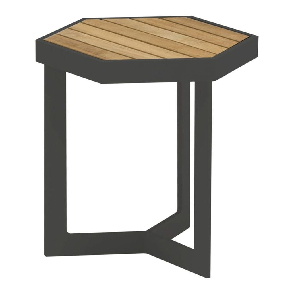 Sidebord ute Sixx aluminium/teak 40x35 cm - Zebra forfra