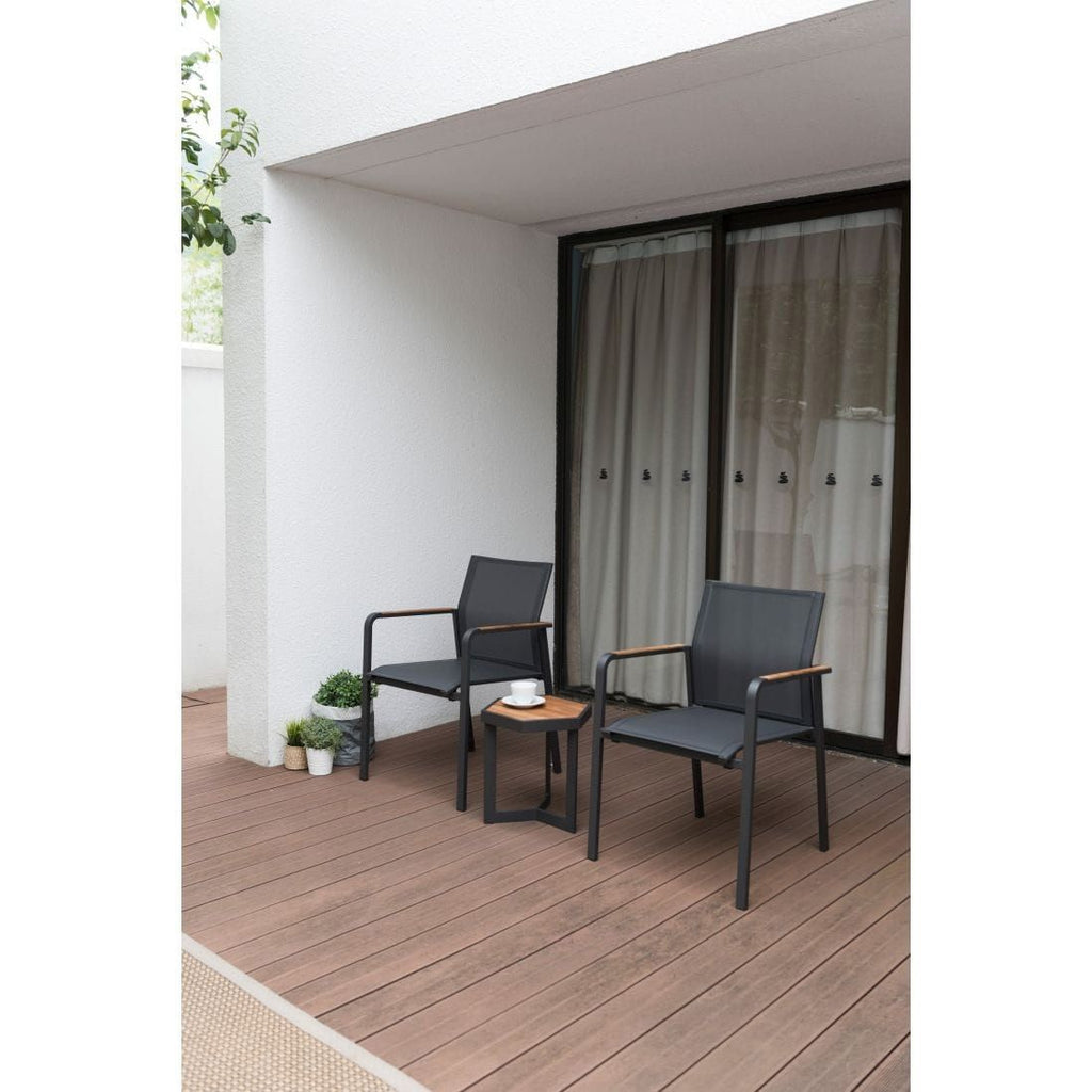 Sidebord ute Sixx aluminium/teak 40x35 cm - Zebra bakside