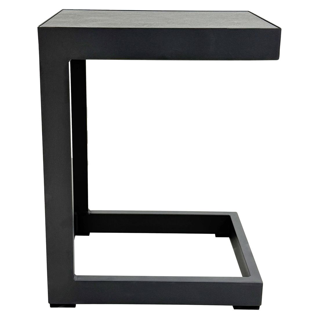 Sidebord ute Sondrino 32x40 cm aluminium/keramikk montert på terrasse