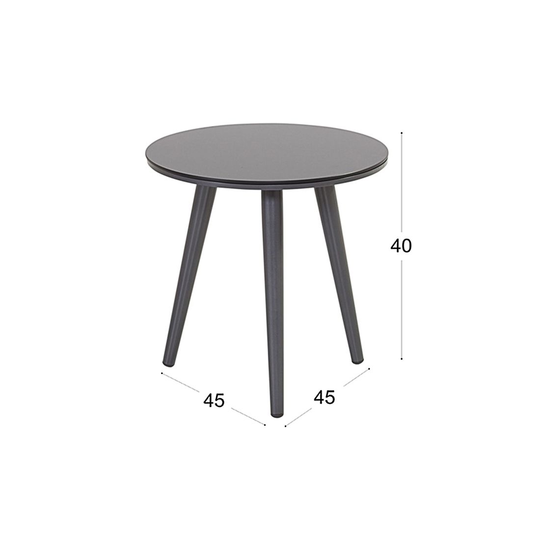 Sidebord ute Sophie Studio aluminium HPL Ø45 cm antrasitt Hartman bakside